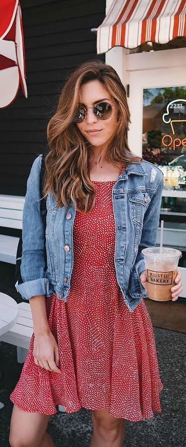 15 The Red Denim Dress Ideas You Must Have |  fashion, style, fabric