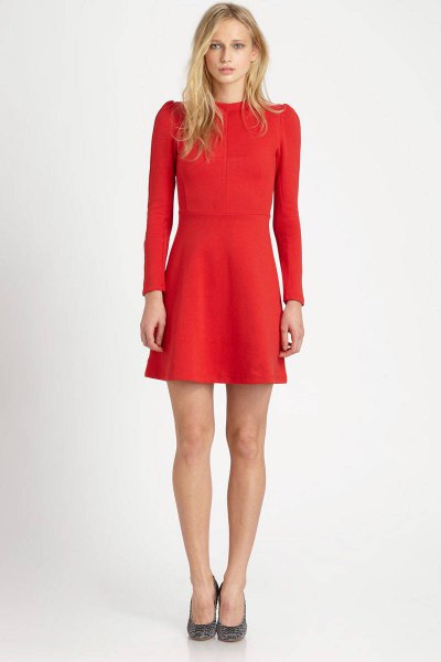 Red long sleeve dress outfit ideas