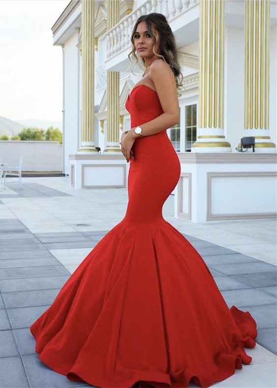 red mermaid dress with open back