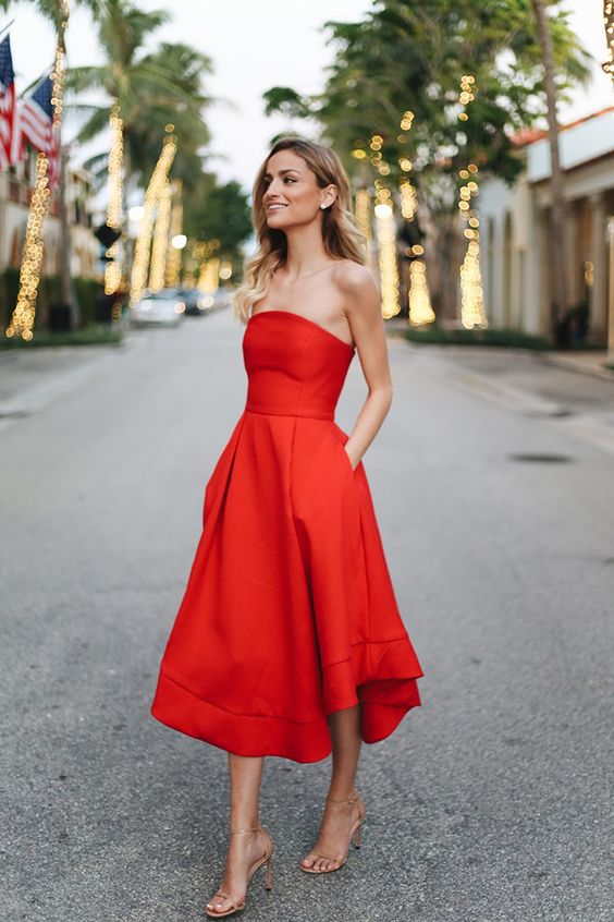 red strapless dress date night
