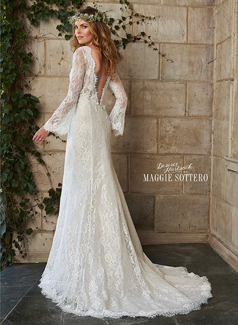 Maggie Sottero Wedding Dresses |  Long sleeve sheath wedding dress.
