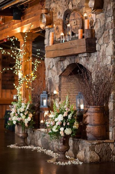 10 Rustic Elegant Colorful Chic Barn Wedding |  Rustic fireplaces.