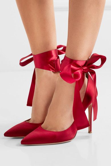 omg im obsesseeddddd with these red satin pumps by Gianvito.