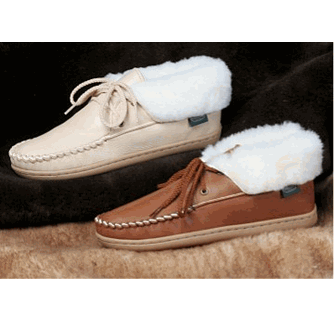 Women's Made in America 2-eye sheepskin slippers by Footski
