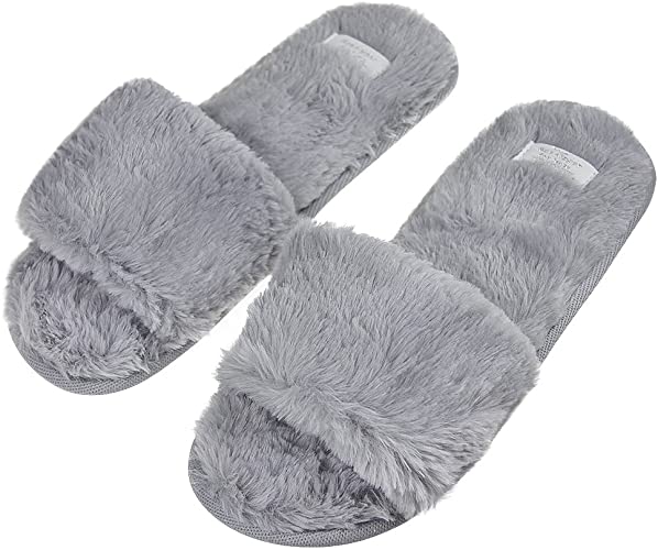 Amazon.com |  Fashion Indoor Warm Fleece Slide On Slippers, Ladies.