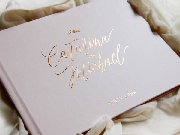 Rose Gold Foil and Pale Blush Wedding Guest Book - B. Gregory Desi