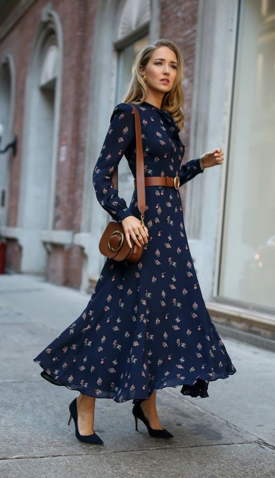 Navy floral dress to match
