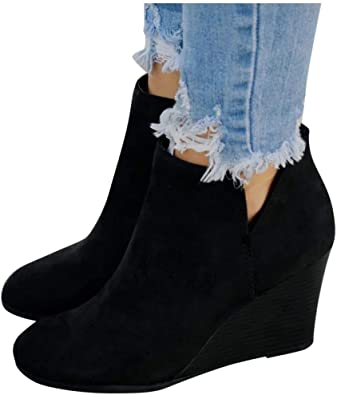 Amazon.com |  Women's wedge boots, women's low wedge ankle boots.