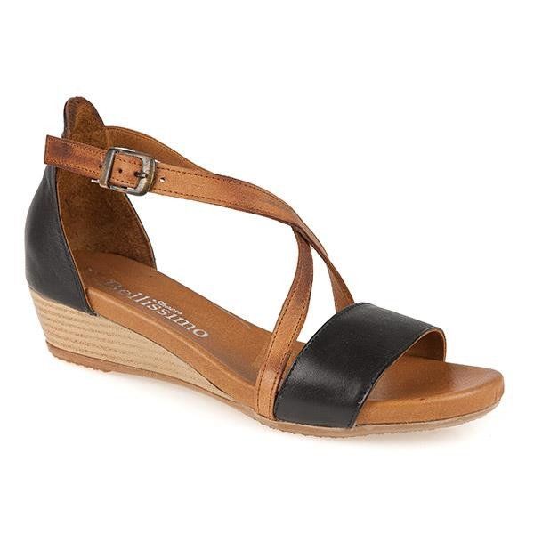 Women's low wedge leather sandal (STZYN2100) by Bellissimo @ Pavers.
