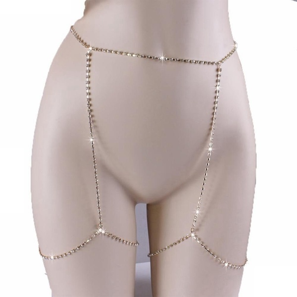 New shiny women body jewelry crystal leg thigh chain rhinestone |  Wi