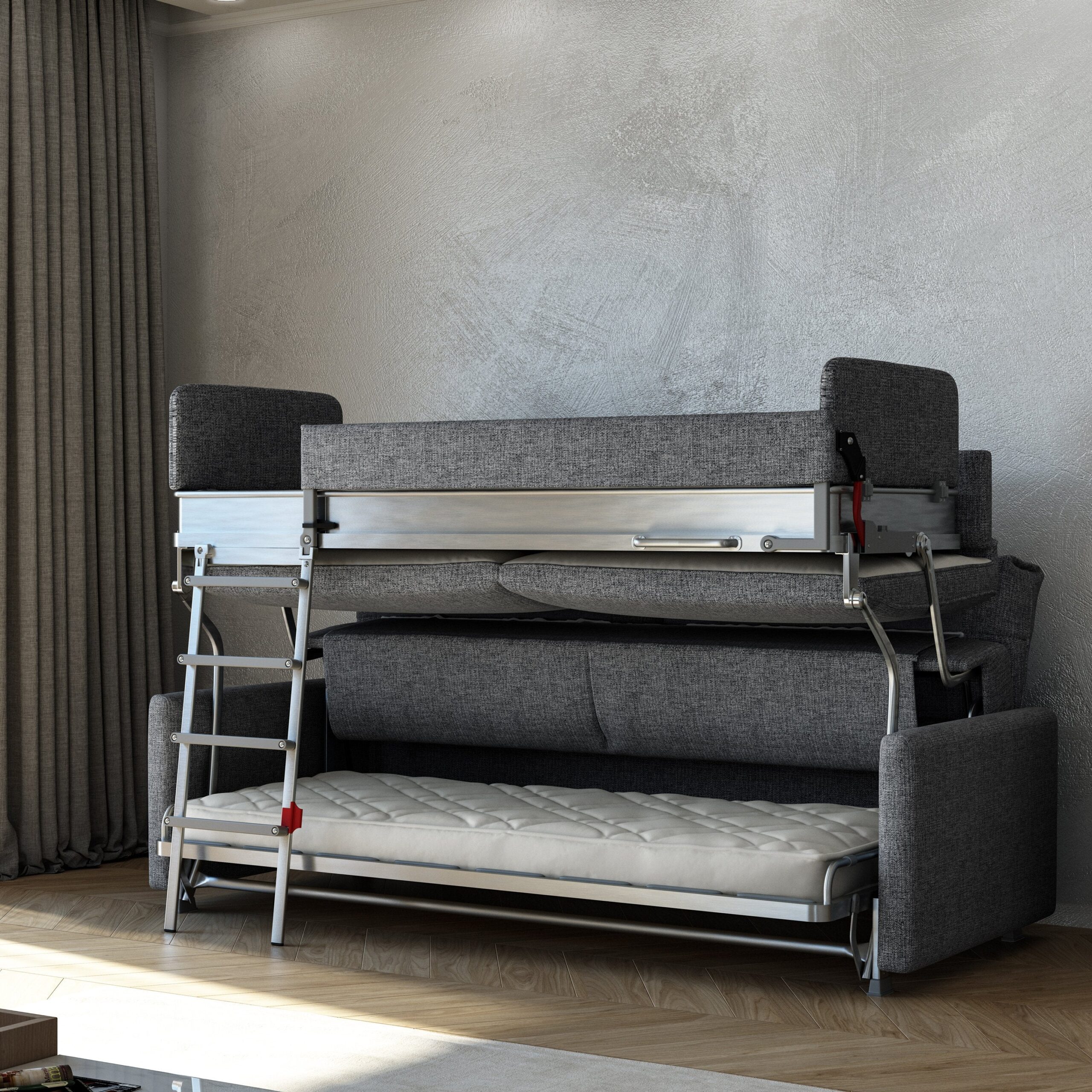 Modern bunk bed couch for higher functionality