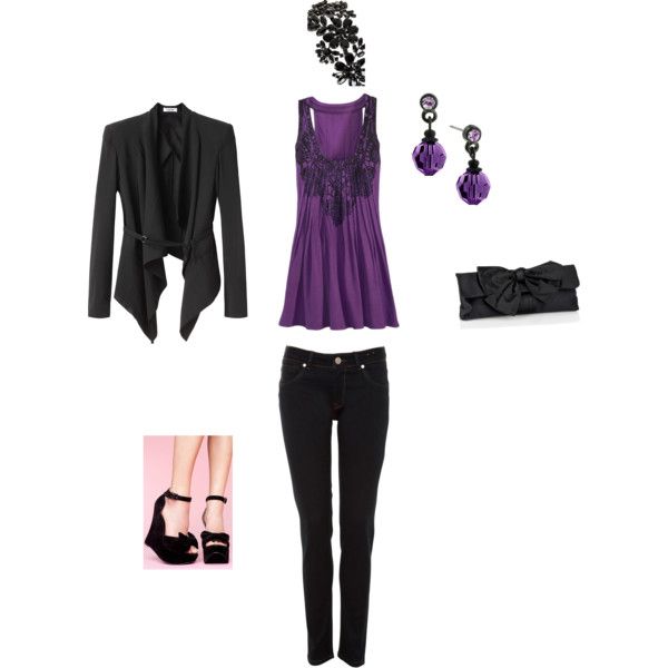 Purple and Black Outfit by Candis (FLFairy) |  Purple outfits, pink.