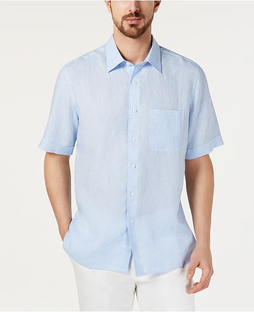 Tasso Elba Men's Cross-Dye Short Sleeve Linen Shirt, Created for.