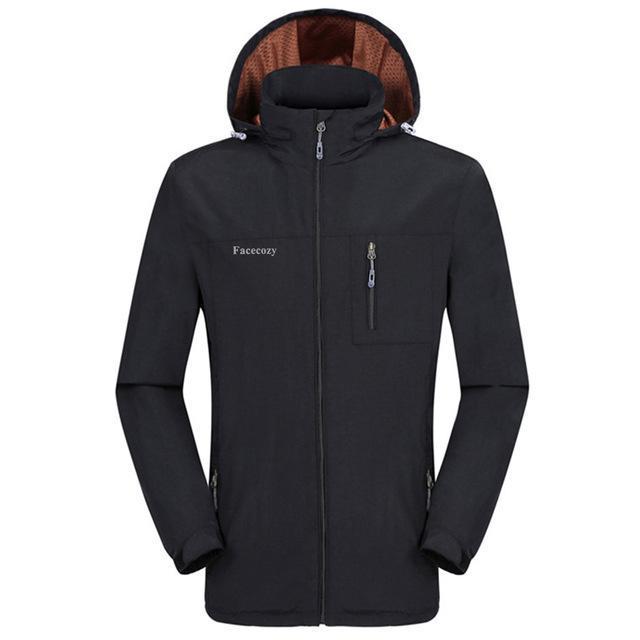 Facecozy Men Windproof Jackets 1 layer thin breathable hooded coat.