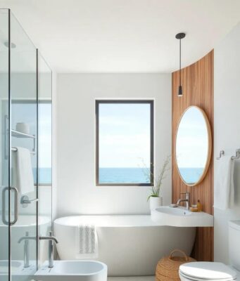 Embrace Serenity: Designing a Coastal Bathroom with Natural Wood Accents Embrace Serenity: Designing a Coastal Bathroom with Natural Wood Accents