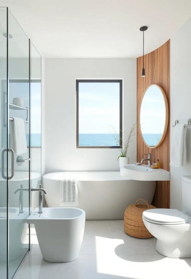 Embrace Serenity: Designing a Coastal Bathroom with Natural Wood Accents