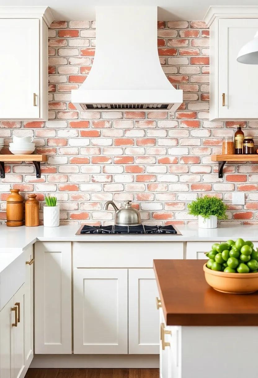 Charming Farmhouse Kitchens: The Timeless Appeal of Brick Backsplashes