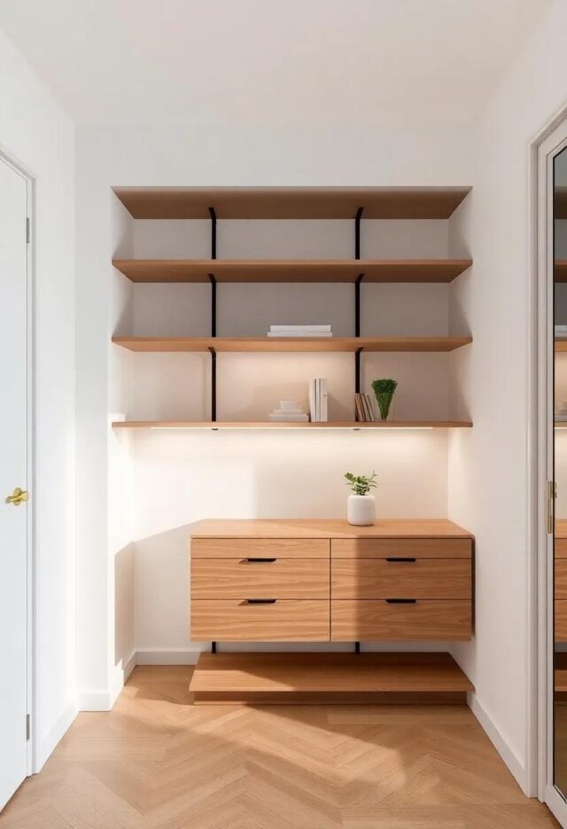 Transforming Spaces: Creative Wardrobe Designs Featuring Elegant Shelving Solutions