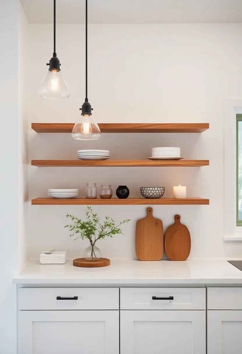 showcasing Open Shelving with Elegant Lighting Elements