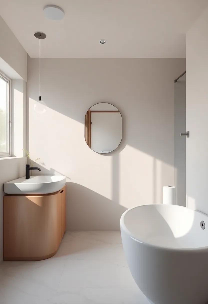 Softening Hard Edges with Curved Surfaces to Brighten Your Guest bathroom