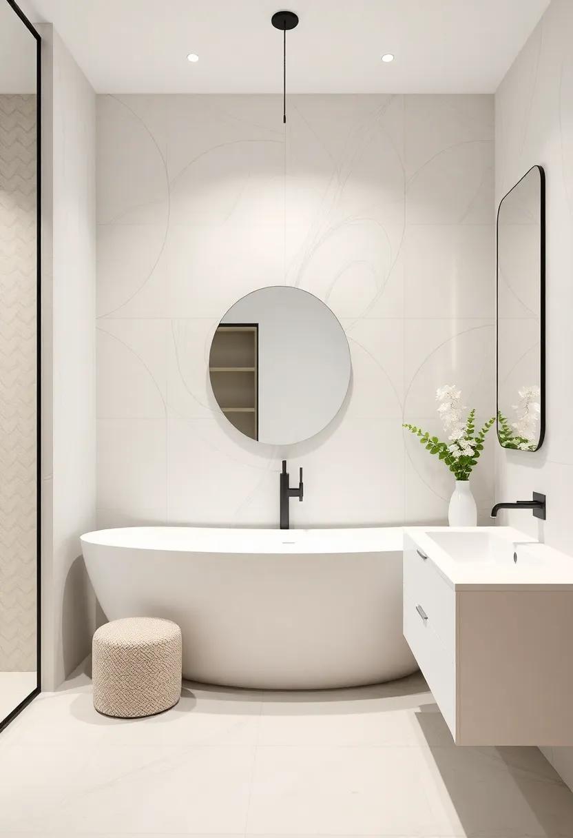 Elegant Focal Points: ‍Highlighting Unique Features ⁣in a Neutral ‌Bathroom Design