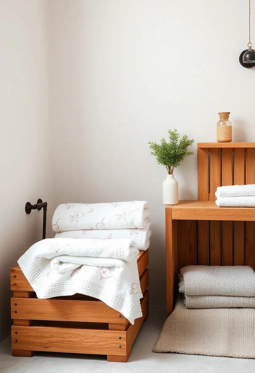 Charming‌ Wooden Crates: A Rustic Touch for Towel ⁤Storage