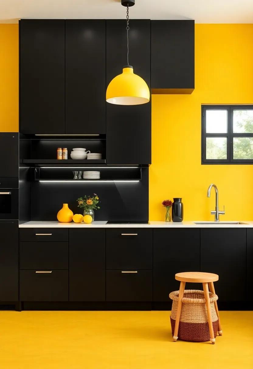 Creating cohesion: Blending ⁢Fixtures and Fittings with Yellow and Black