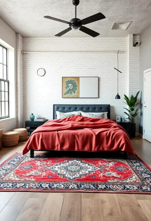 Transform Your Space: Embracing Industrial Charm with Vintage Rugs in the Bedroom