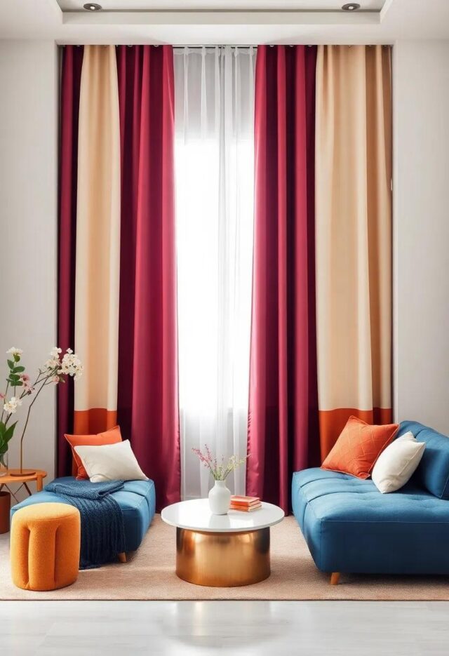 Bold and Beautiful: Elevate Your Living Room with Contrasting Curtains