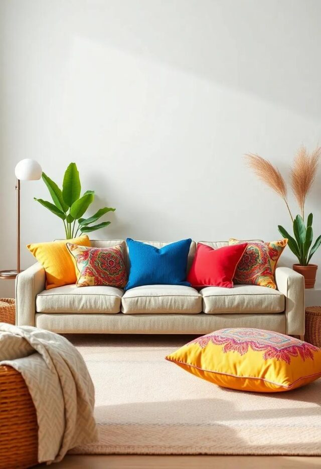 Embrace Eclectic Style: Transform Your Living Room with Colorful Bohemian Throw Pillows