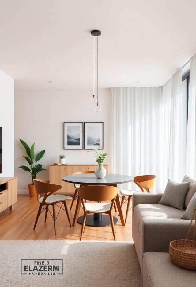 Transforming Tiny Spaces: Modern Chairs in a Cozy Living Room and Dining Area