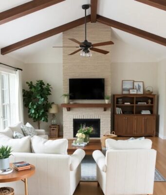 Embracing Comfort: Designing a Farmhouse Living Room with Light Wood Flooring Embracing Comfort: Designing a Farmhouse Living Room with Light Wood Flooring