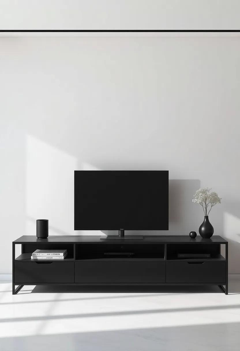 Elevating Minimalism with Sleek black ⁣TV ‌Unit Designs for Subtle Elegance