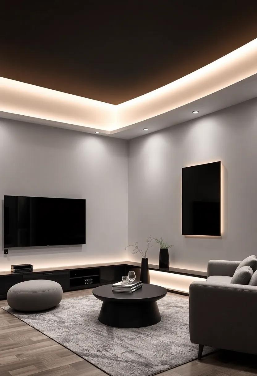 Lighting ​Your ‍Space: ​Incorporating Ambient Lighting with Black‍ TV Units