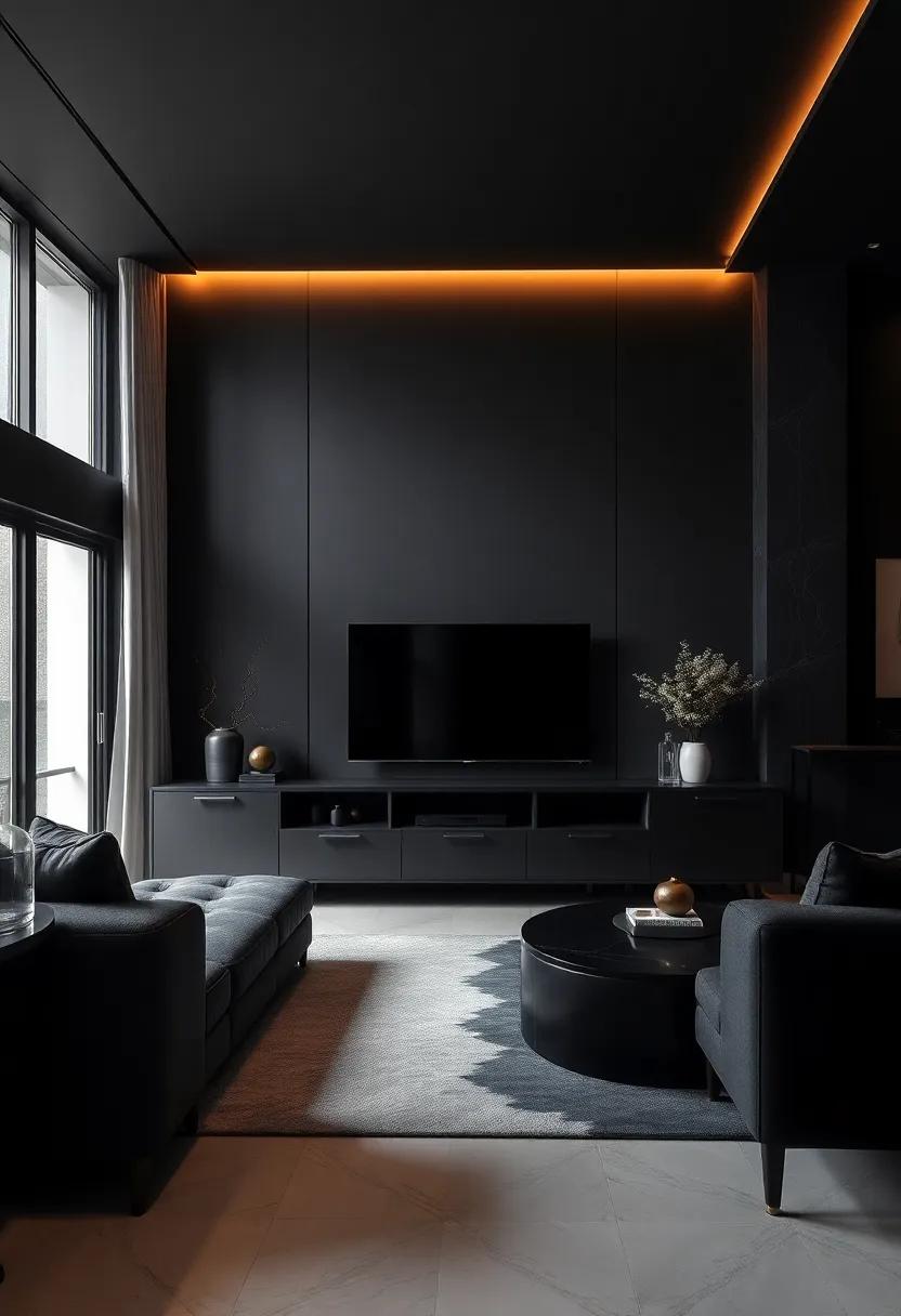 Dark Glamour: Styling Your Black TV Unit with Rich Textures and accents