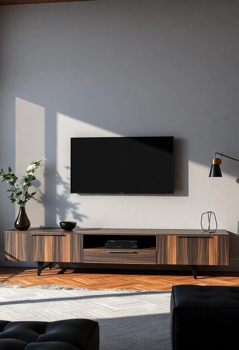 Mixing Materials: Black TV‍ Units That Combine Wood and ⁤Metal for Unique​ Appeal