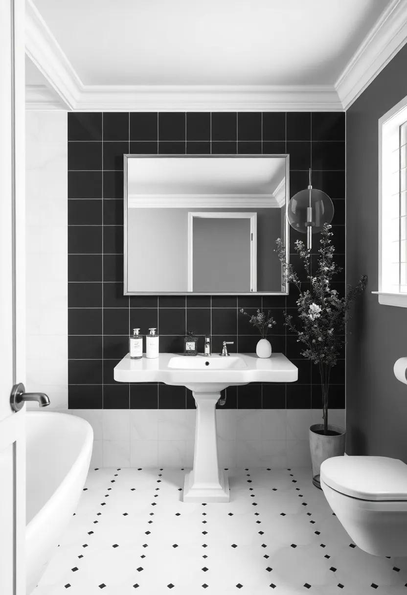 Framing the ⁢Space: showcasing Vintage Mirrors ‌in⁤ Black-and-White Settings