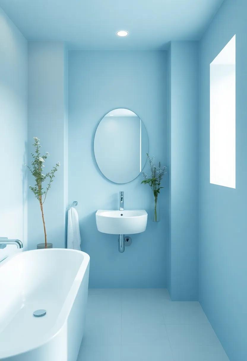 Embrace Serenity with Soft Blue Hues in Small Bathroom Design