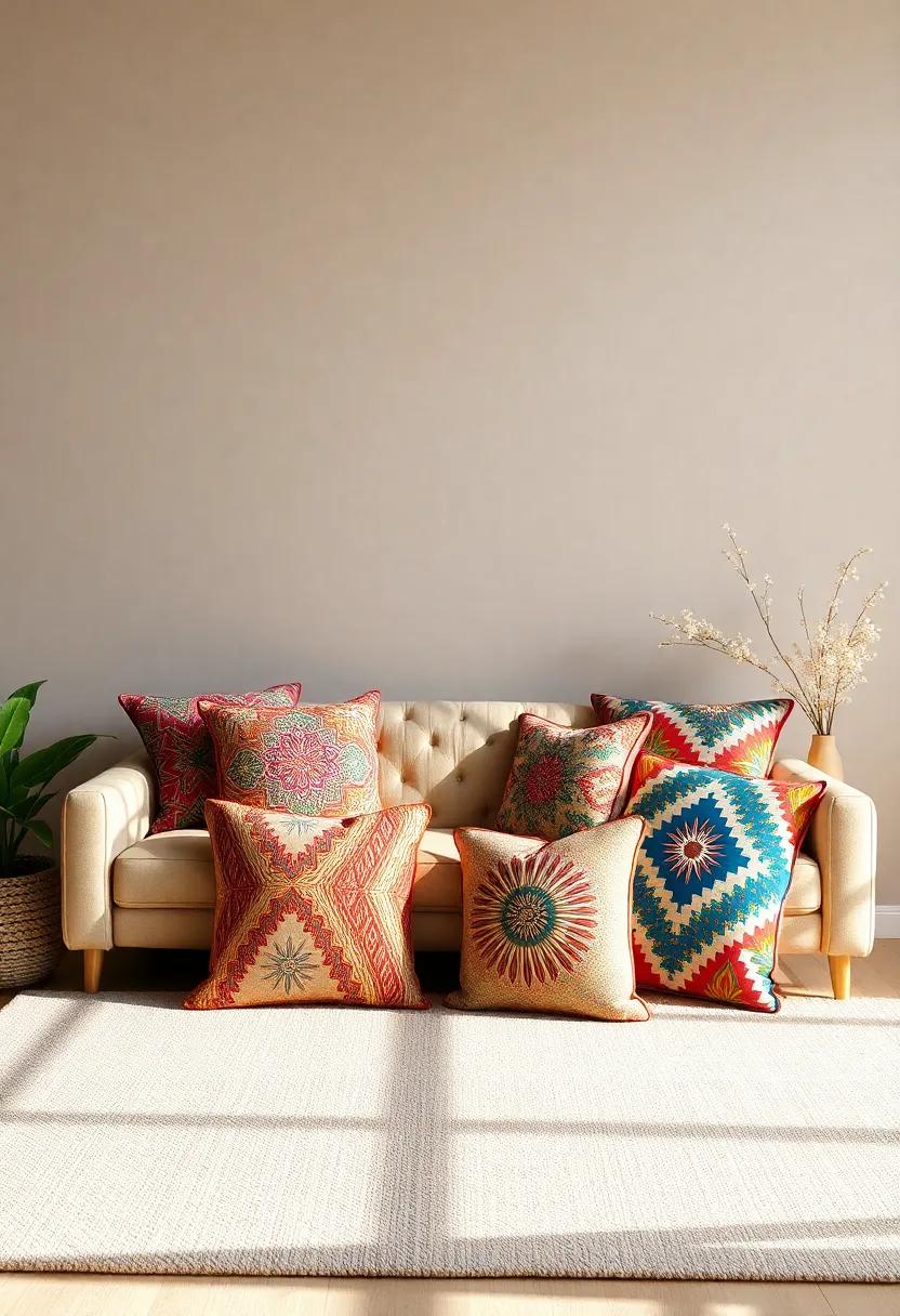 Embrace Bold Patterns with Bohemian Throw ⁢Pillows to ⁣Transform your Living​ Room aesthetic