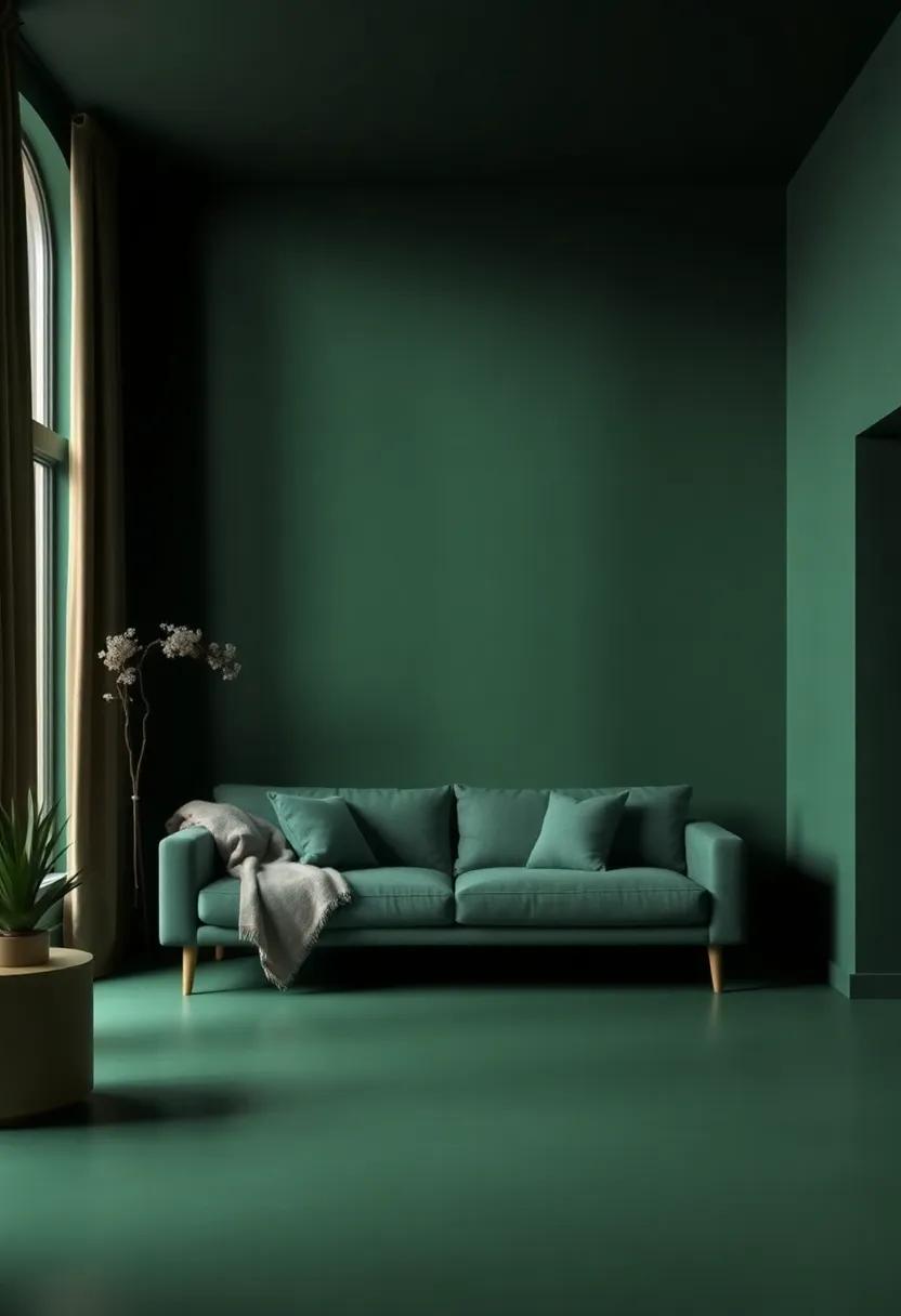 Enchanting Depth: The Allure of Dark Green Living Room Walls