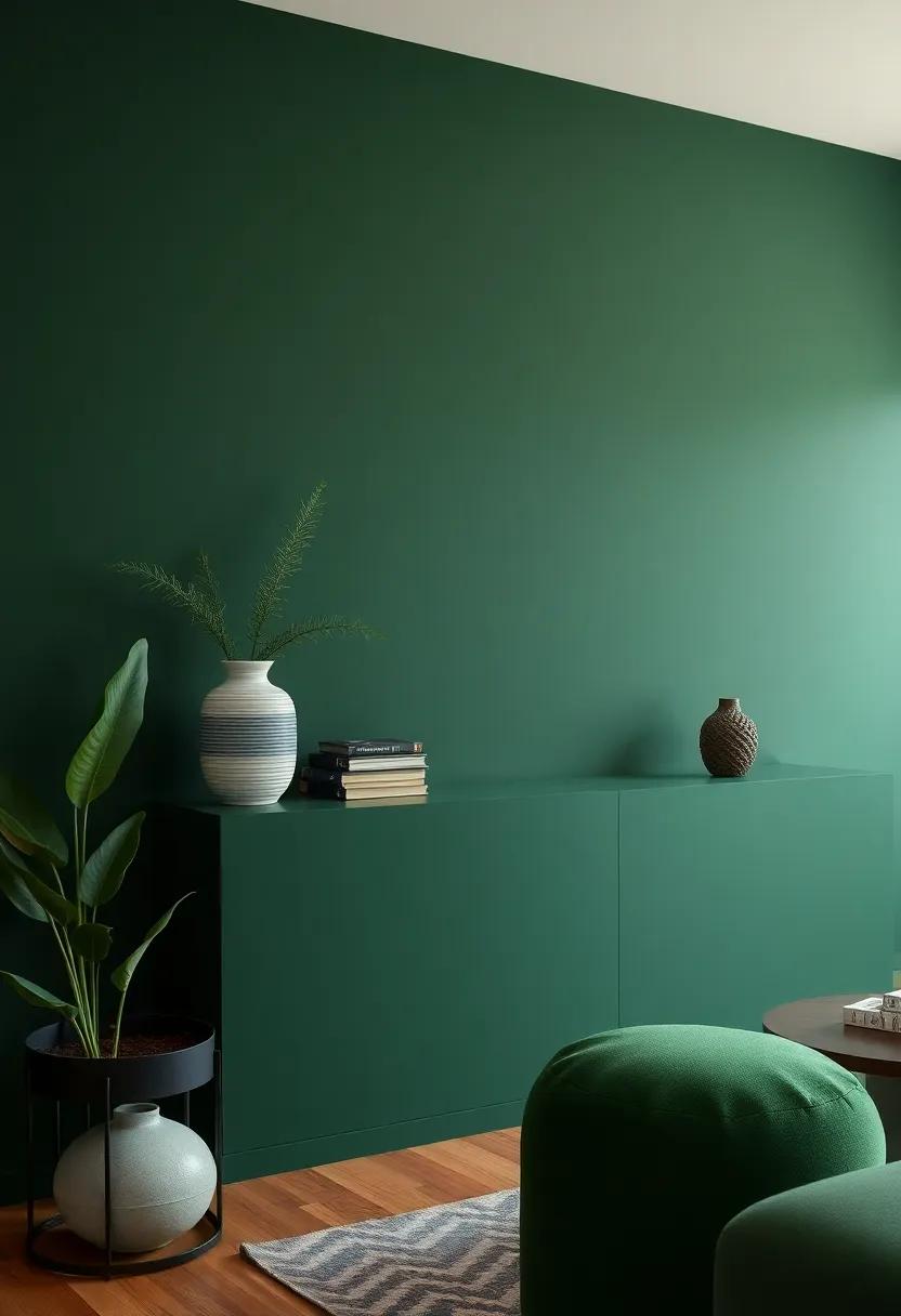 Creating Contrast: pairing Dark Green with Bold Accents