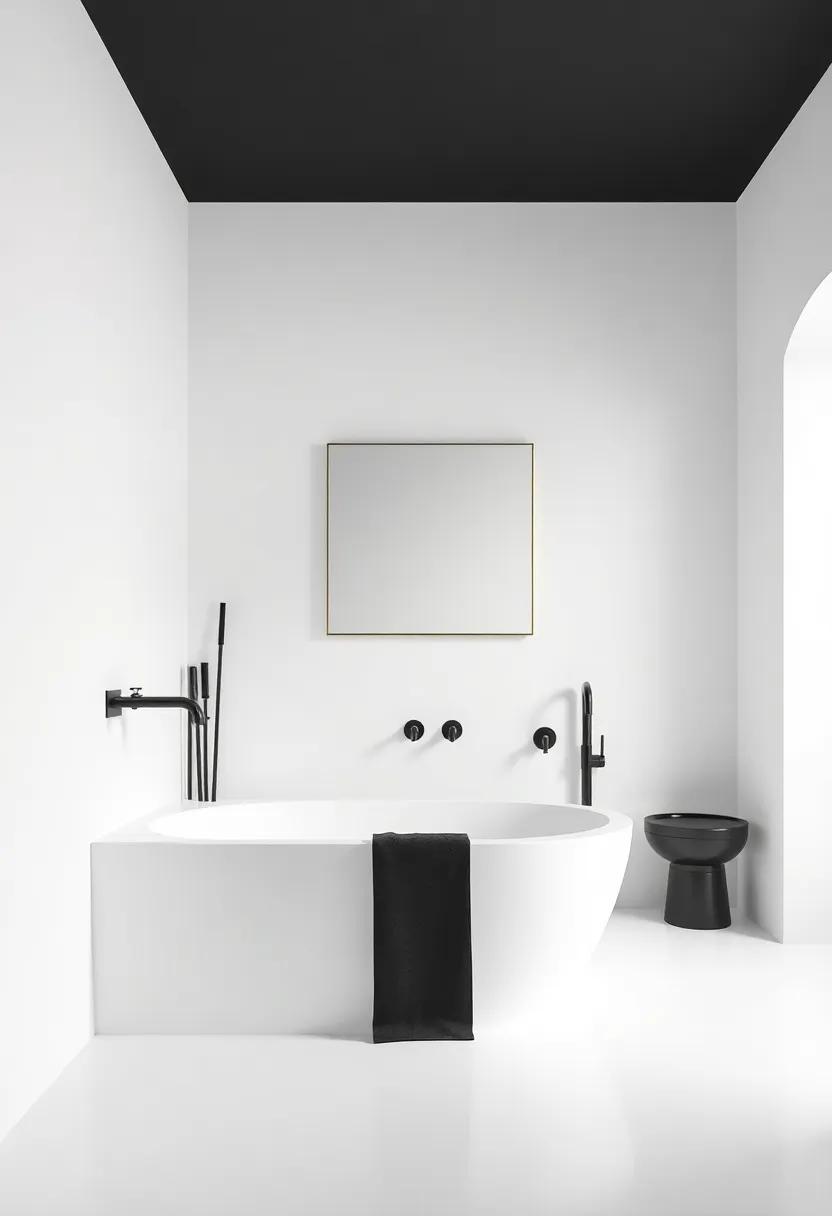 Embracing Contrast:⁣ White Walls and Black Fixtures Unite