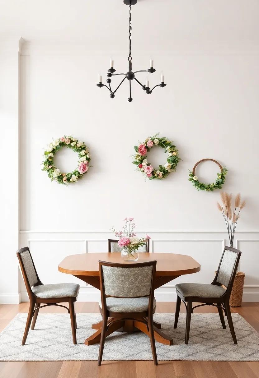 Seasonal Wreaths as Captivating Wall Decor for Your Dining Room