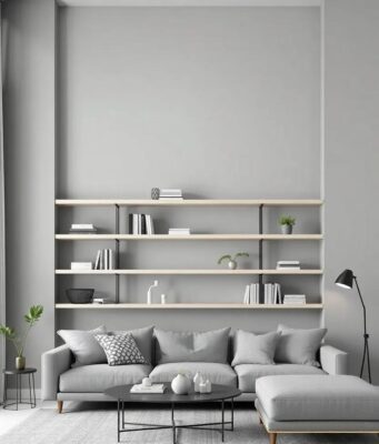 27 Chic Ideas for a Gray Living Room Enhanced by Minimalist Shelving Solutions 27 Chic Ideas for a Gray Living Room Enhanced by Minimalist Shelving Solutions