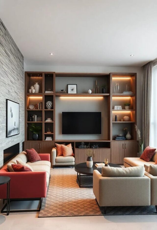 25 Stylish Living Room Built-In Shelves with Cabinets to Elevate Your Space