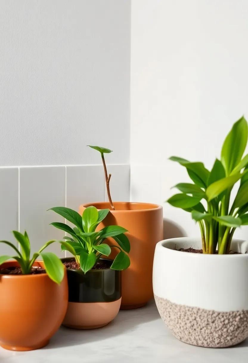 Layered Textures: Combine smooth, glossy pots with rough, textured ones for an interesting visual and tactile contrast