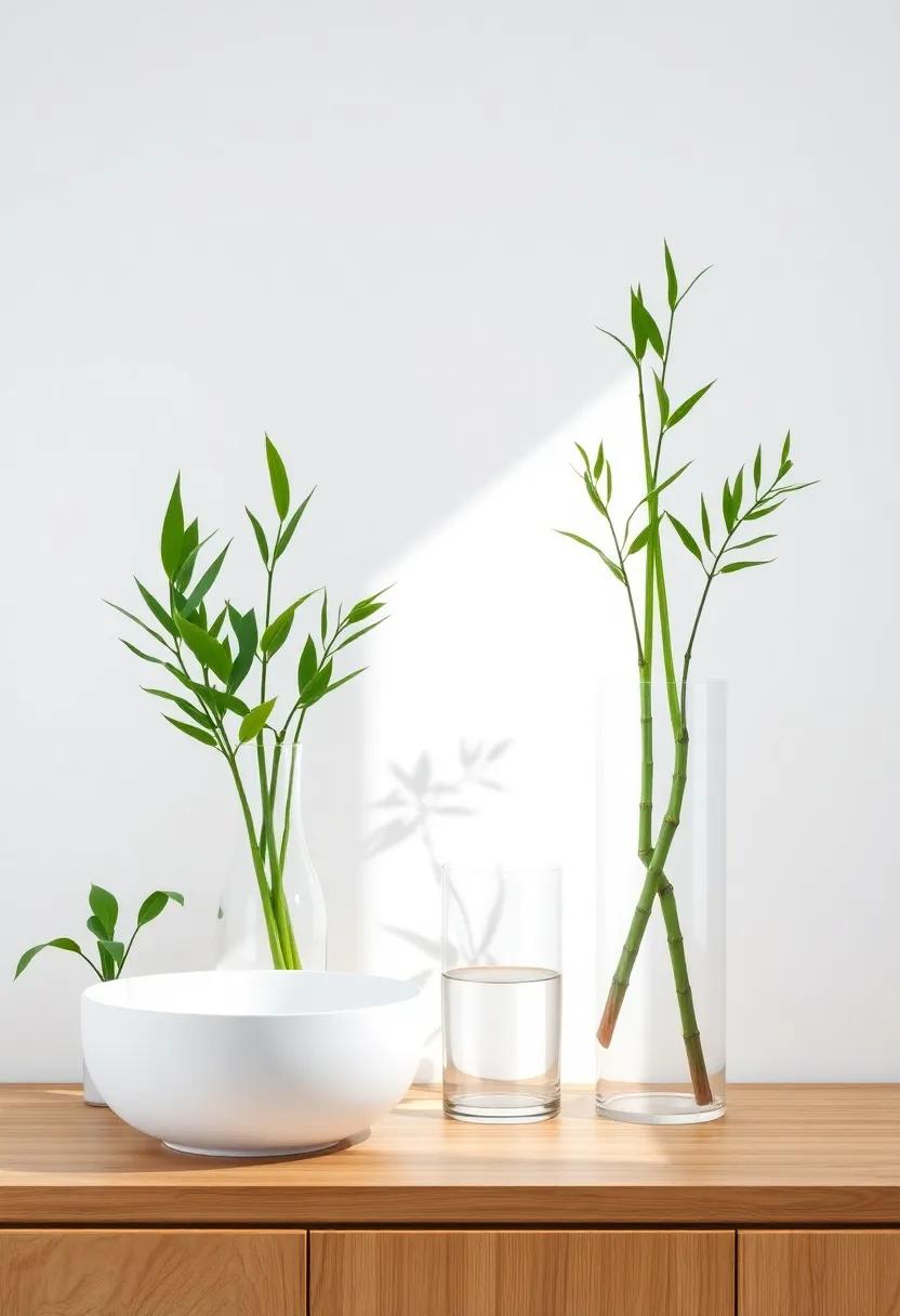 Minimalist vases: Use clear glass vases filled⁤ with simple, elegant plants like bamboo for a ‌clean​ and modern look