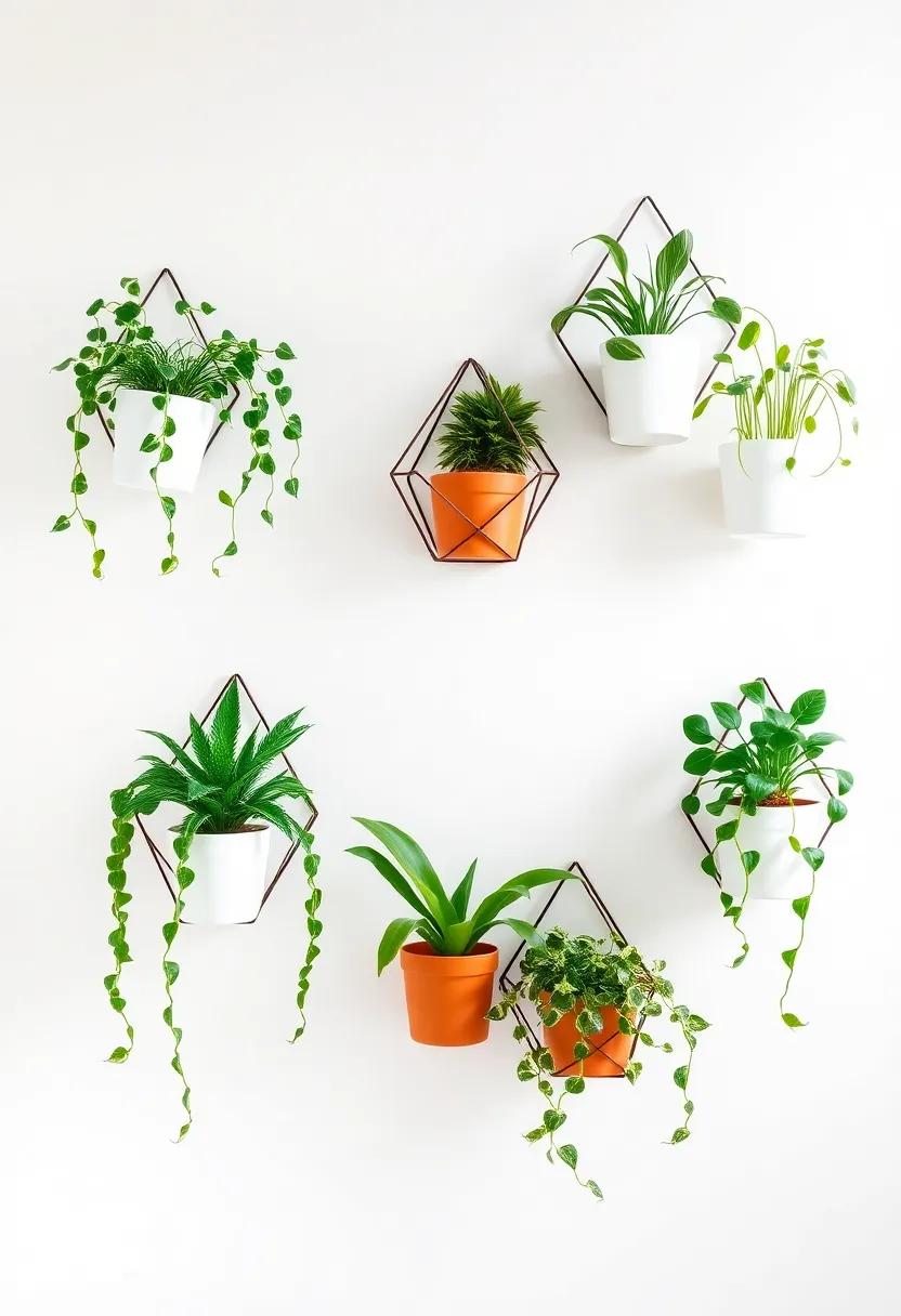 Wall-Mounted Plant Holders: Hang geometric wall planters for a contemporary feel while maximizing space