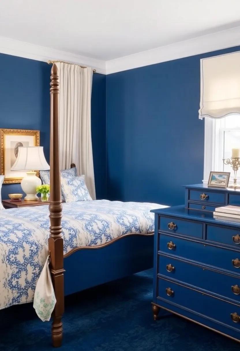vintage Charm: Using‍ Deep Blue ⁣in Classic Bedroom Furniture designs
