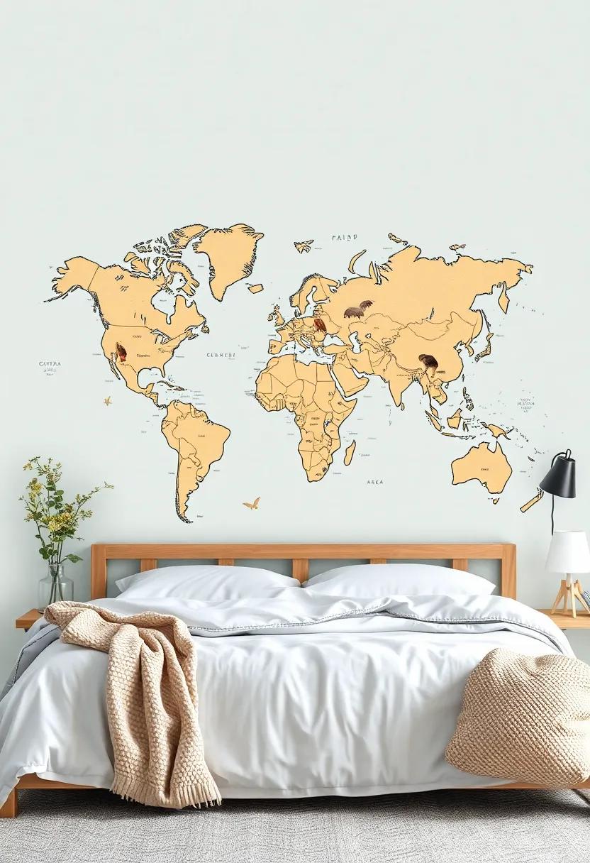 Channel‌ the spirit of​ adventure with a ‌world-map wallpaper featuring curious animals, adding ‌a ⁣playful ​element